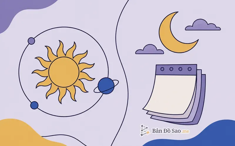 Minh họa các điểm khác biệt về nền tảng giữa chiêm tinh và tử vi