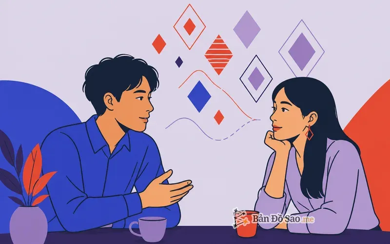 Minh họa lần theo các chủ đề tình cảm, gắn kết và nút thắt trên biểu đồ cặp đôi