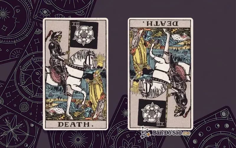 Lá bài Death xuôi và ngược, so sánh chiều
