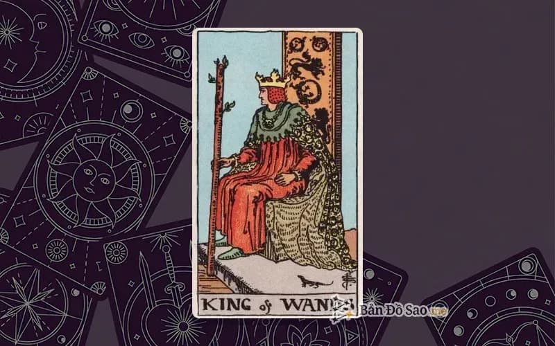 Lá bài Tarot King of Wands trong bộ Rider Waite Smith với ý nghĩa tầm nhìn, lãnh đạo và bản lĩnh