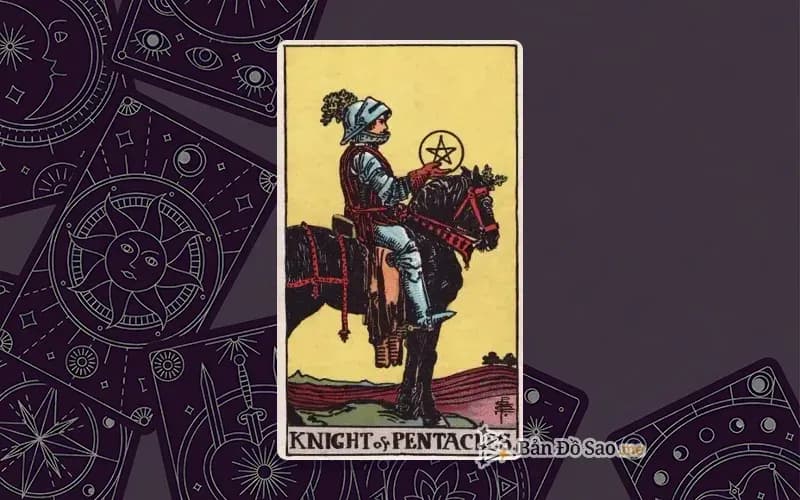 Lá bài Tarot Knight of Pentacles trong bộ Rider Waite Smith với ý nghĩa kiên định, kỷ luật và tiến bộ