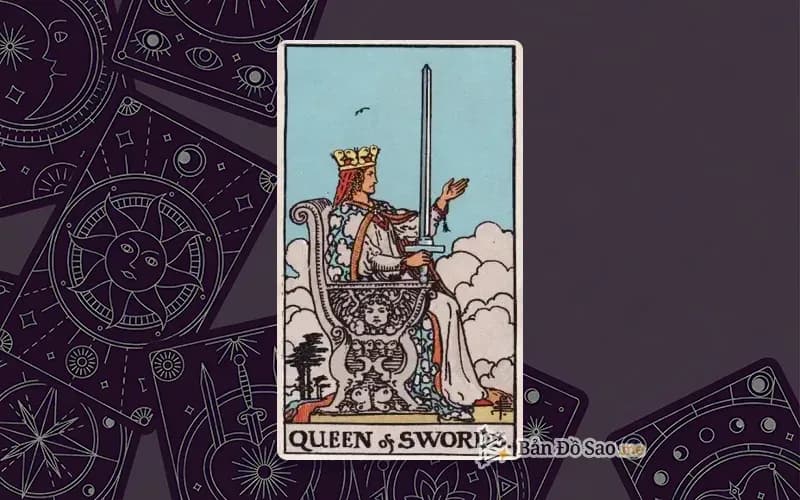 Lá bài Tarot Queen of Swords trong bộ Rider Waite Smith với ý nghĩa độc lập, rõ ràng và thẳng thắn