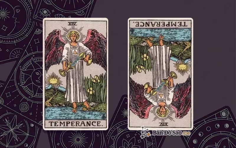 Lá bài Temperance xuôi và ngược, so sánh chiều