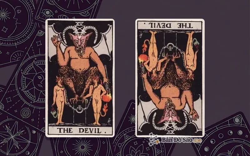 Lá bài The Devil xuôi và ngược, so sánh chiều