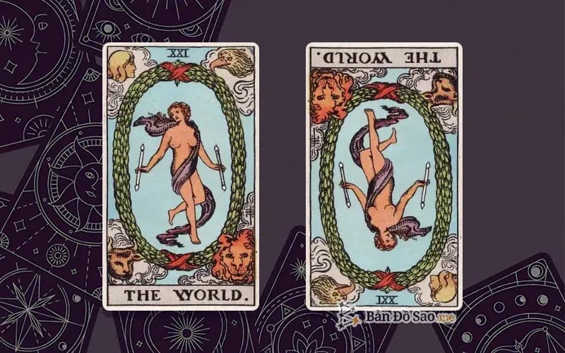 Lá bài The World xuôi và ngược, so sánh chiều