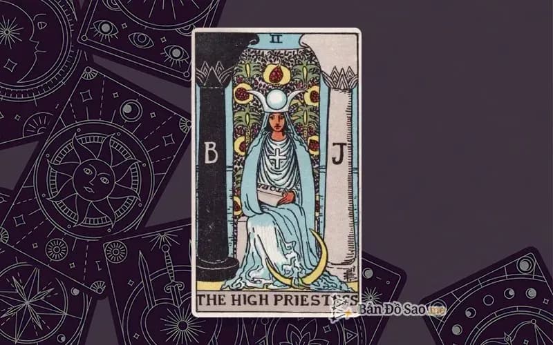 Lá bài Tarot The High Priestess trong bộ Rider Waite Smith với ý nghĩa trực giác và bí mật