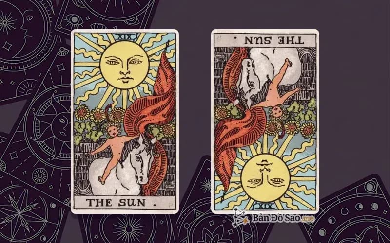 Lá bài The Sun xuôi và ngược, so sánh chiều